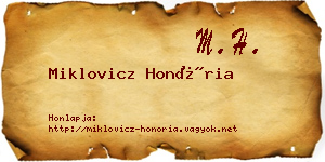 Miklovicz Honória névjegykártya